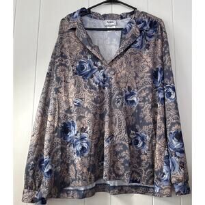 Vintage Nikki 24W Flower Light Weight Blouse Top V7